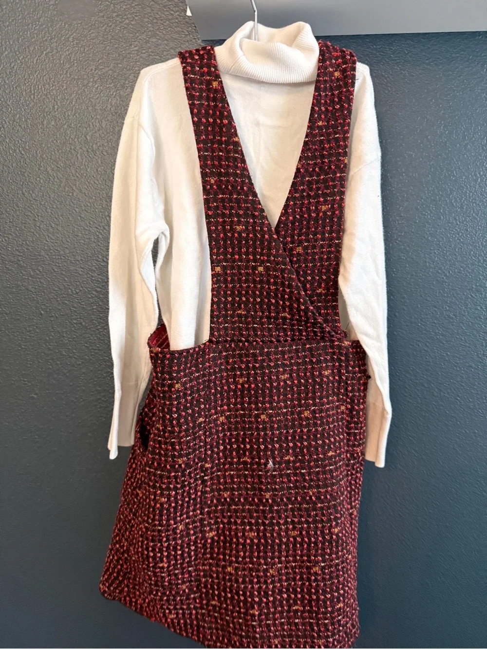 Tweed Pinafore Zara Jumper in Burgundy and Black